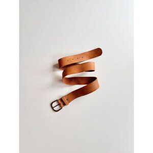 DIVIDED Brown Leather Brass Buckle Hip Belt, Size L - Made in Sweden